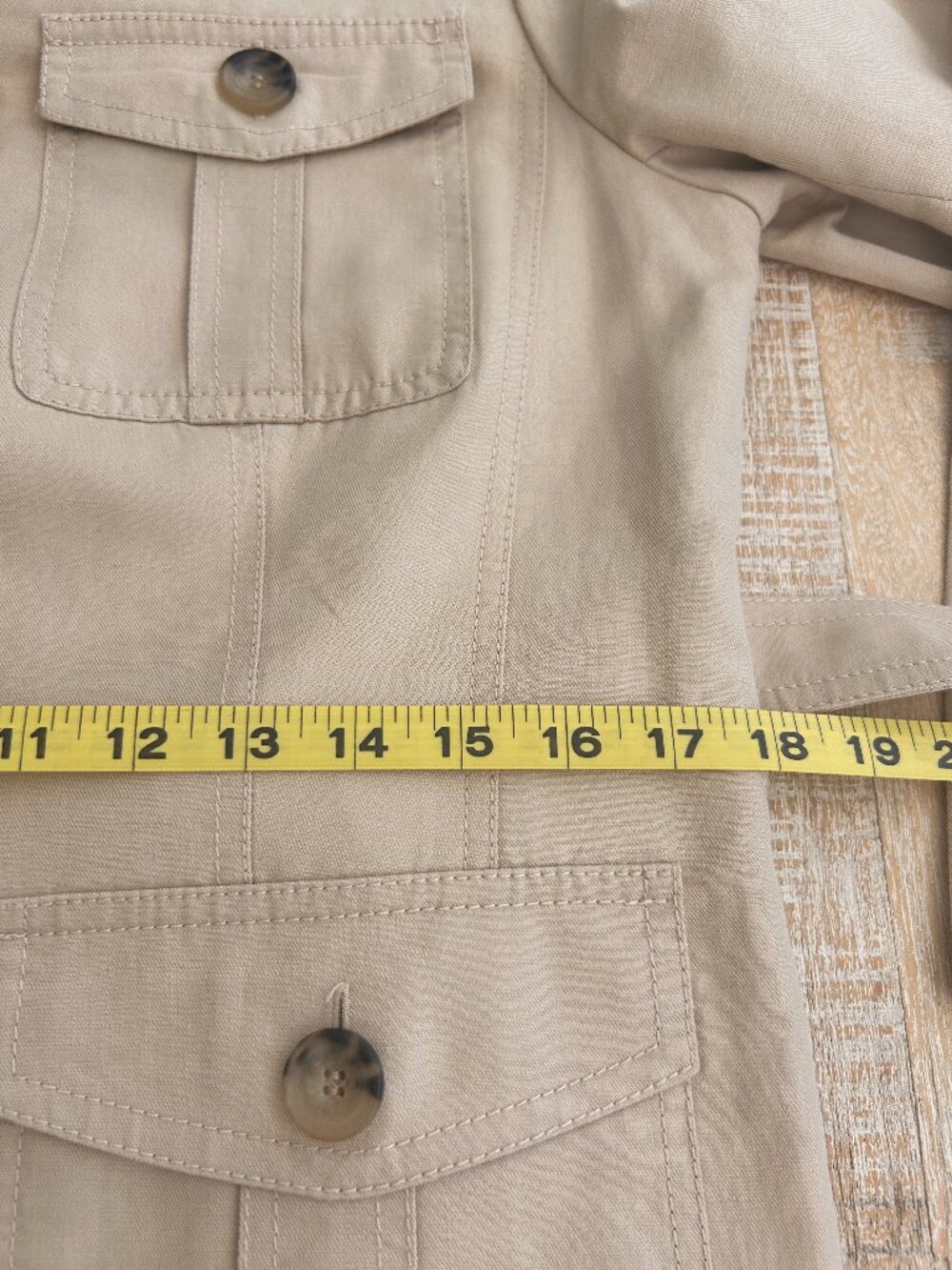 Ann Taylor Lined Safari Utility Jacket Beige/Tan/Creme Linen Cotton Size 8 - Picture 9 of 10